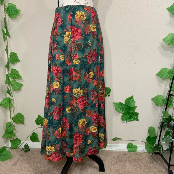Vintage 90’s Green Floral Ankle Skirt Fairy - Picture 2 of 7